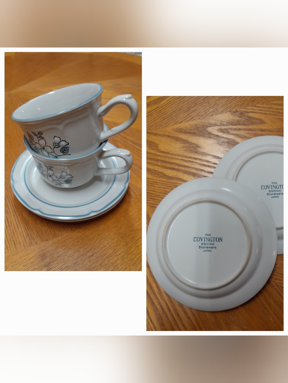 VINTAGE Covington Avondale Stoneware 2 Teacup & 2 Saucers  Size:OS